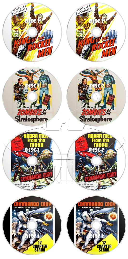 Rocket Men Movie Serial Cliffhanger Collection: King of the Rocket Men (1949), Zombies of the Stratosphere (1952), Radar Men from the Moon (1952), Commando Cody: Sky Marshal of the Universe (1953) (8 x DVD)
