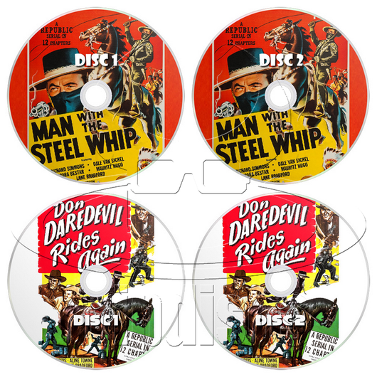 Man with the Steel Whip (1954) + Don Daredevil Rides Again (1951) Western (4 x DVD)